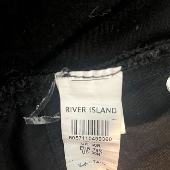 RIVER ISLAND Men's Mid-Rise Slim Tapered JIMMY Black Denim Jeans Size 30/32 x26 - Picture 8 of 16